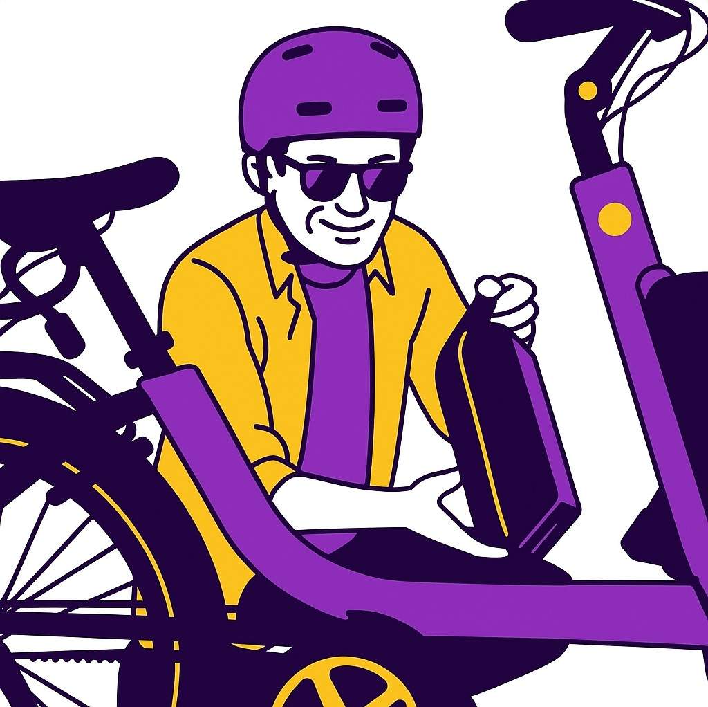 Man Fixing his eBike